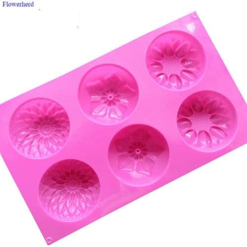 New Handmade Soap Mold 6 Cavities Flowers Silicone Mold Fondant Cake Mold DIY Chocolate Mold Baking Tool Birthday Decoration