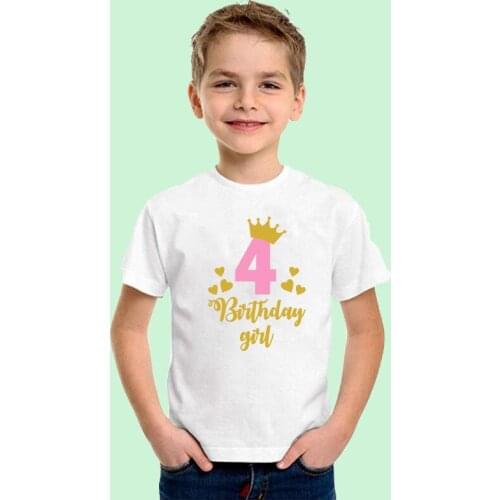 New Kids Boys Girls Birthday T-shirts Short Sleeved T Shirt Size 1 2 3 4 5 6 7 8 9 10 Year Children Party Clothing Tops