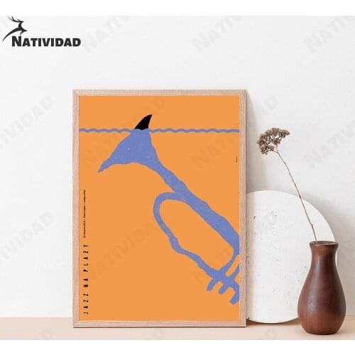 Orange Abstract Art Painting Musical Instrument Horn Print Poster Modern Minimalism Home Decoration Modern Wall Poster Art