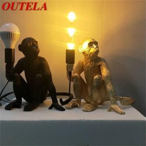 OUTELA Table Desk Light Lamps LED Resin Contemporary Creative Cartoon Monkey Decorative For Home