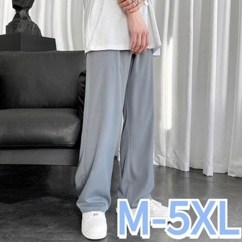 Casual Pants Men Mopping All-match Solid Simple Straight Plus M-5XL Hip Hop Korean Style Teenagers Trousers Harajuku High Street