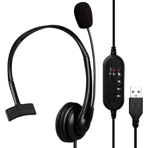 Wired Headset Lightweight Comfortable USB Headphone With Rotating Microphone High Sound Quality Computer Earphone