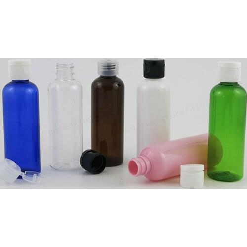 30 x Travel Empty 4oz Empty Clear Amber PET Plastic Bottle with Flip Top Cap 120ml Transparent Cosmetic Container