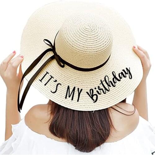 It is my birthday Travel pool garden beach floppy hat Girl queen 16th 18th 21st 30th 40th 50th birthday squad gift Photo props