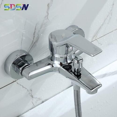 Bathtub Faucets SDSN Solid Brass Bathroom Shower Faucet Single Handle Triple Bath Shower Mixer Tap Chrome Bathtub Faucets