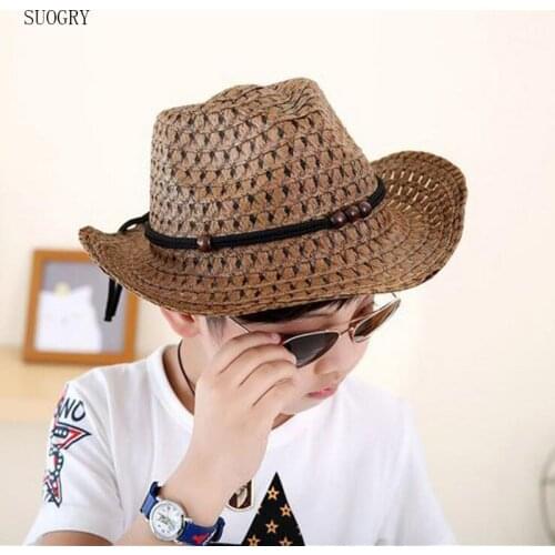 SUOGRY 2018 New Spring Childrens Straw Hat Boy and Girl cap Baby Summer Sun Hat Beads Rope Decoration Beach Visor Hat