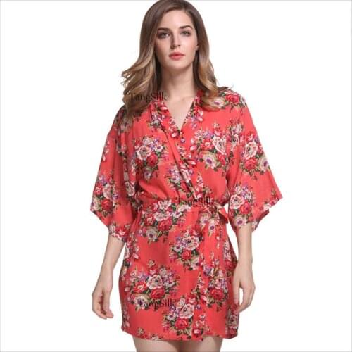 Active Print Floral Wedding Bridal Kimono Robe Cotton Spa Night sleepwear bridesmaid robe