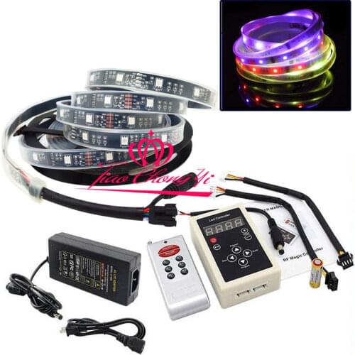 5M 5050 150LED RGB Dream Color 6803 IC LED Strip Light IP67 and 6803 RF Remote and 5A 12V Power supply