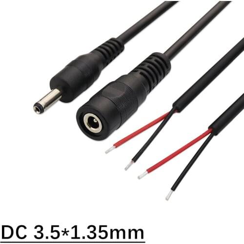 DC 3.5mm x 1.35mm Data Extension Transfer Adapter Cable Male/Female for CCTV Camera DIY Black