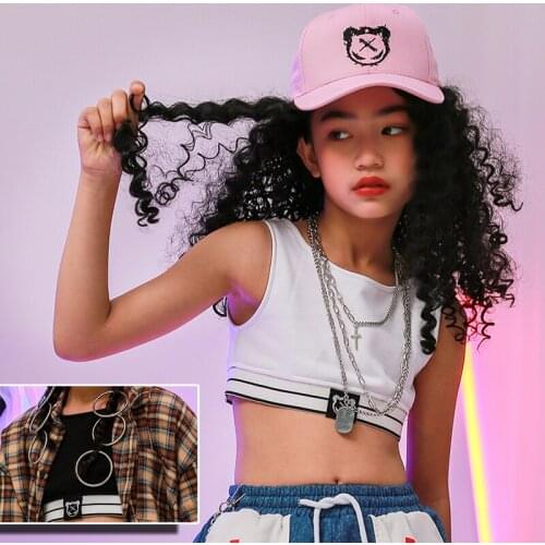 Girls Jazz Dancing Cropped Top Short Sleeveless Slim Sexy Underwear Children Ballroom Kids Stage Costume Black White Vests 3609