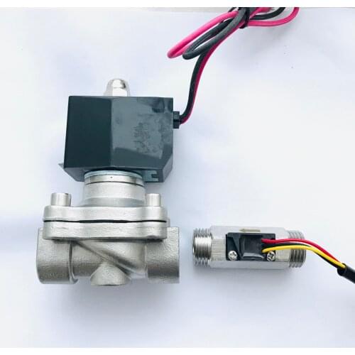 USS-HS21TZ BSP G1/2" DN15mm Turbine Hall Water Flow Sensor 1-30L/min Digital Flowmeter with Solenoid Valve Zhongjiang iSentrol
