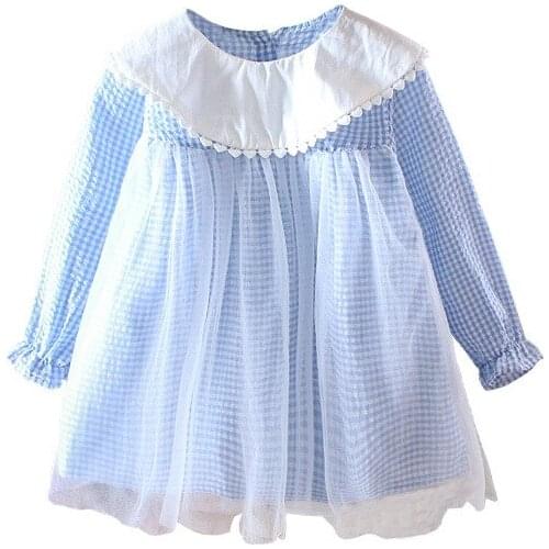 Female baby spring dress foreign gas long sleeve girl dress baby princess child fluffy yarn