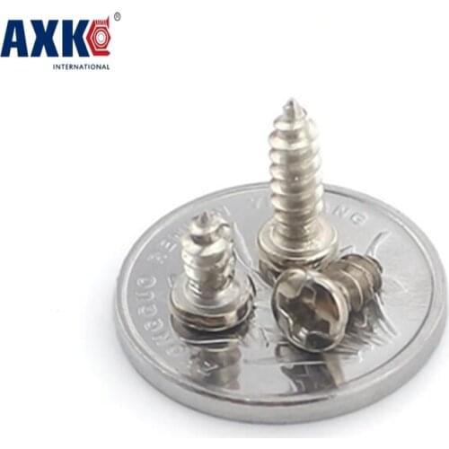 Vis Axk 500pcs M2.3*4/5/6/8/10/12/14 2.3mm Nickel Plated Electronic Screw Cross Recessed Phillips Round Pan Head Self Tapping