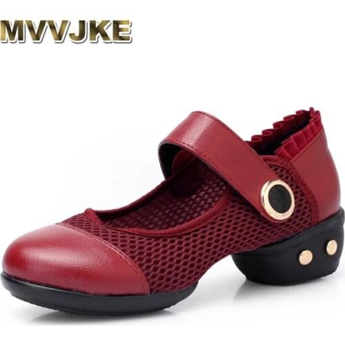 MVVJKEWomens Mesh Breathable Dance Shoes Low-heeled Ballroom Dancing Shoes for Girls Ladies wholesale