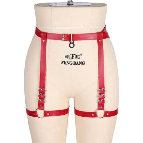 Women Leather Harness Garter Body Bondage Leg Waist Suspenders Adjustable Stockings Sexy Garter Fetish Belt Exotic Club Costumes