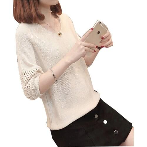 2021 Summer New Women Fashion Half Sleeve O-neck Pullovers Sweater Hollout Out Solid Casual Oversized Loose Sweaters