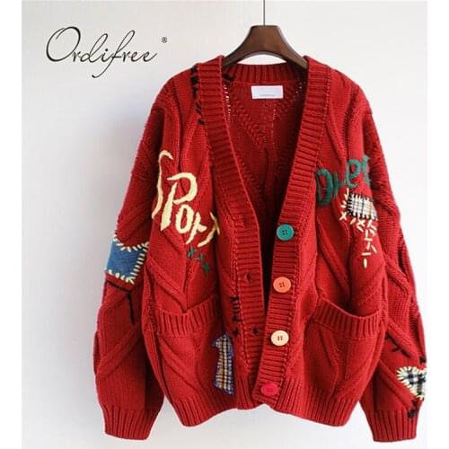 Ordifree 2021 Autumn Winter Christmas Jumpers Women Knitted Cardigan Loose Casual Outwear Coats Warm Thick Sweater Cardigan