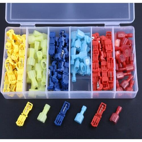 120 PCS ( Red Blue,Yellow) T Tap Electrical Connectors Quick Wire Splice Taps and Insulated Male Quick Disconnect Terminals