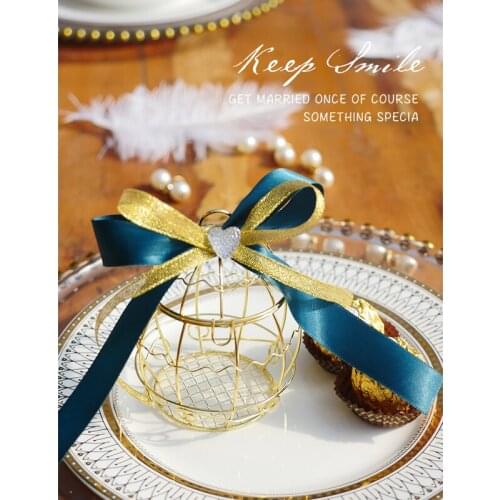 20 Pieces Golden Metal Retro Bird Cage Bell Candy Box Wedding Party Gift Bag Baby Shower Events Supplies