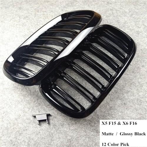 2014-2018 1 Pair X5 F15 X6 F16 Glossy Matte Black Abs Material Car Front Grill For X5M F85 X6M F86 Xdrive Vehicle Carbon Grille