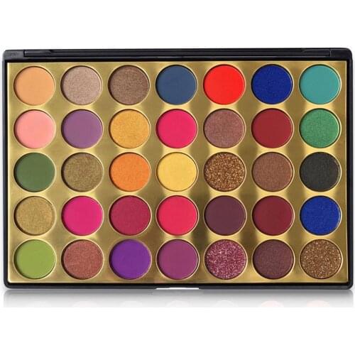35 Color Matte Eyeshadow Palette Shimmer Gold Waterproof Long Lasting Pigment Glitter Eye Makeup Pallete Private Label Cosmetics