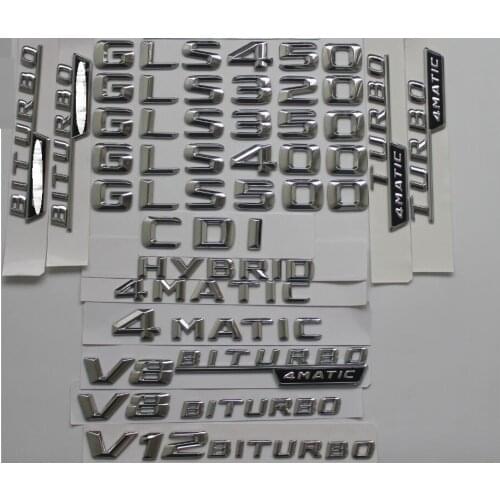 3D Chrome Trunk Letters Badge Badges Emblem Emblems Sticker for Mercedes Benz GLS350 GLS300 GLS450 GLS500 GLS550 CDI 4MATIC