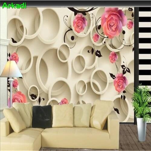 3D rose pattern photo mural living room bedroom TV background wall wedding room warm flower any size
