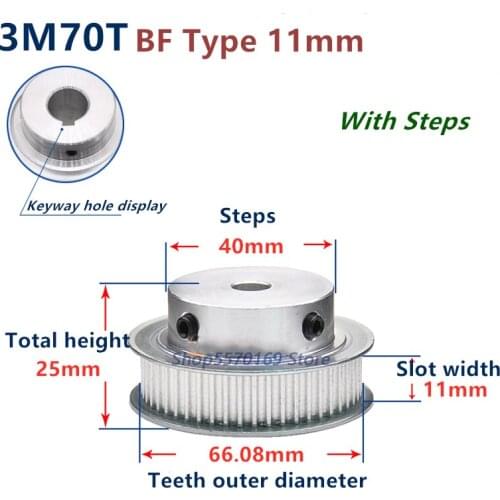 70 Teeth HTD 3M Synchronous Pulley 3m timing pulley Width 11mm 70T 3M timing belt HTD3M Pulley gear bore 5mm-25mm