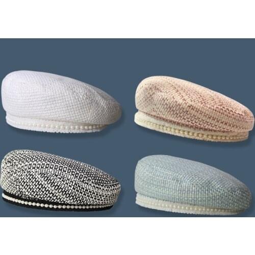 Pearl Beret Hat Felt Cap Womens Green Comfortable Warm Classic Fashion Autumn Winter Stylish Painters Hat