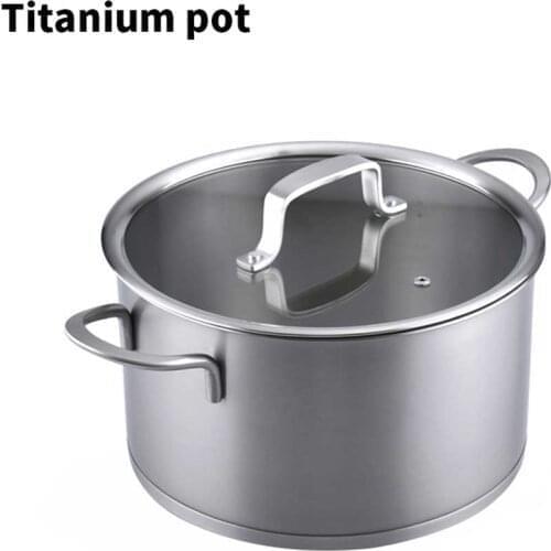 20cm pure titanium binaural cookware milk instant noodle soup pot porridge kitchen supplies suitable for induction cooker gas