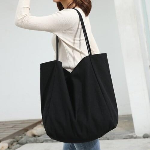 Women Big Canvas Shopping Bag Reusable Soild Extra Large Tote Grocery Bag Eco Environmental Shopper Shoulder Bags For Young Girl