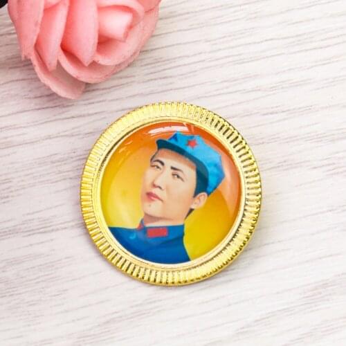 Chinese Style Youth Mao Zedong Portrait Brooch Communist Commemorative Metal Badge Flag Pins Travel Characteristic Jewelry Gift