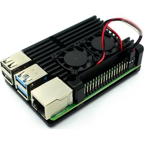 Aluminum Case Alloy Armor with Cooling Heatsink Dual Fan for Raspberry Pi 4 Model B