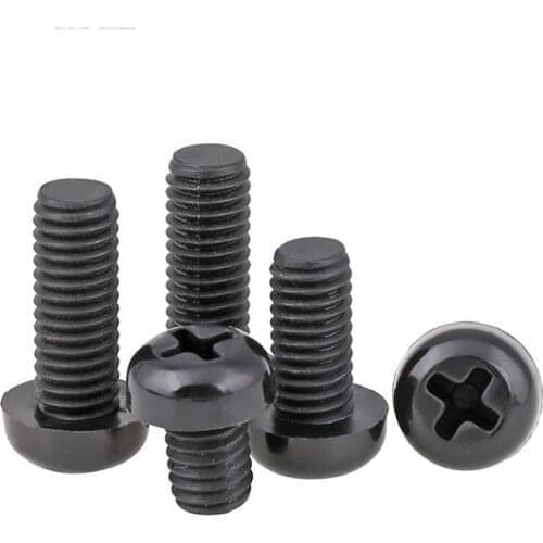 M6 Black Pan Head Cross Nylon Screws, Round Head Nylon Screws,GB818 Plastic Round Head Screws M6*8/10/12/15/20..50