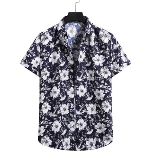 Floral Hawaiian Shirt Men 2021 Summer Short Sleeve Beach Shirts Men Casual Button Up Shirt Male Party Holiday Vacation Clothing