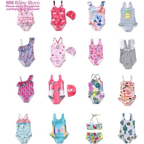 New 2021 Childrens Swimwear One Piece Flamingo Swimsuit For Girls 2021 Summer Bikini Sets Kids Swimsuit Lovely Swimwear