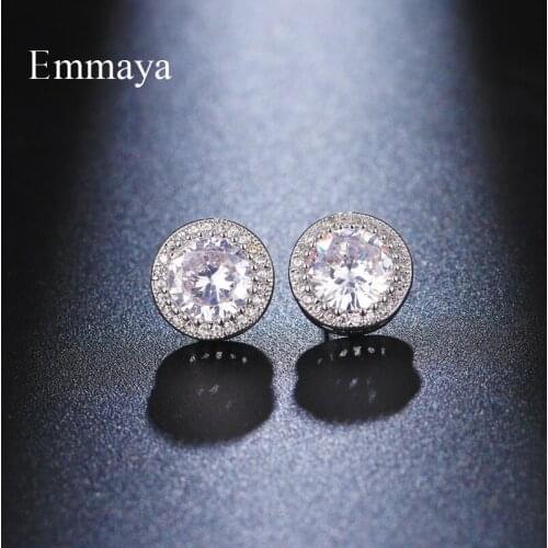 Emmaya Classic Style Round Appearance Noble Earring With Cubic Zircon For Women Delicate Jewelry Dinner Shiny Ornament