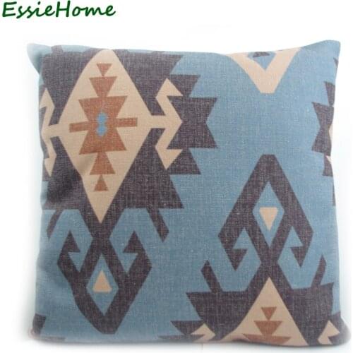 ESSIE HOME High-End Digital Print Blue Turkish Ethnic Kilim Diamond Pattern Pillow Case Cushion Cover For Sofa Home Decoration