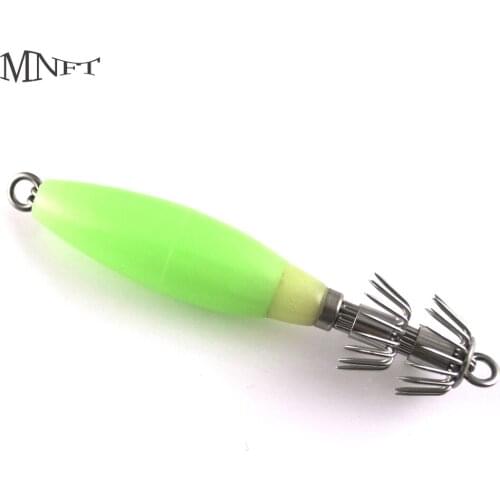 MNFT 5Pcs Fluorescent Squid Cuttlefish Sleeve Lure Luminous Squid Head Hooks Fishing Bait Lure Accessories
