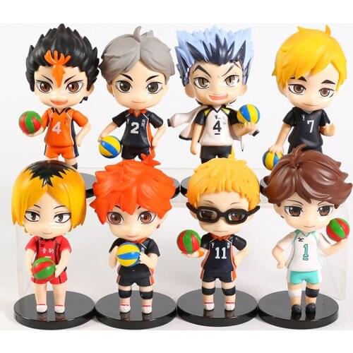 Haikyuu!! Tobio Kageyama Shoyo Hinata Yu Nishinoya Kei Oikawa Tooru Kenma Kozume PVC Figures Display Models 8pcs/set 10cm
