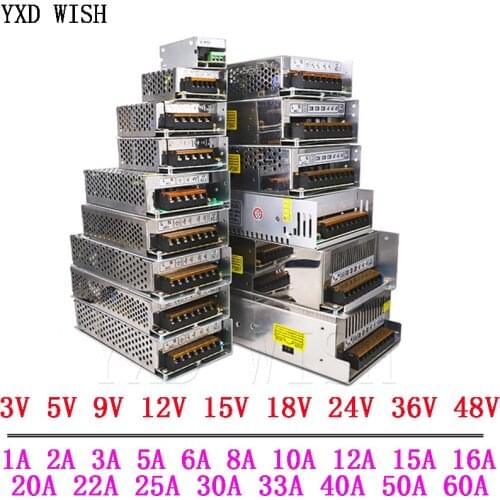 3V 5V 9V 12V 15V 18V 24V 36V Power Supply 1A 2A 3A 5A 6A 8A 10A 20A 50A Switching Power Supply 12 V Volt 220V to 12V AC-DC SMPS