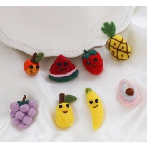 2pcs Cute Cartoon fruit earrings Wool felt collection watermelon pineapple avocado grape strawberry materials hair accessories