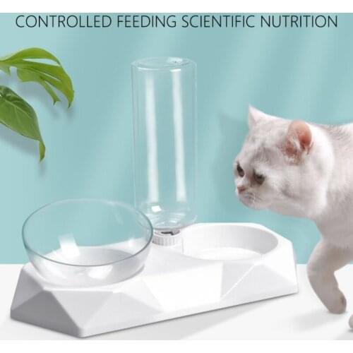 Pet Cat Feeder Bowl Wall Corner Save Space Dog Water Double Bowls Food Cats Bottle Drinking Dogs Products