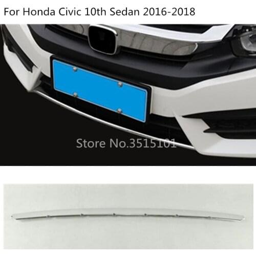 Car Cover ABS Chrome Trim Front Bottom Racing Grid Grill Grille Bumper Edge 1pcs For Honda Civic 10th Sedan 2016 2017 2018 2019