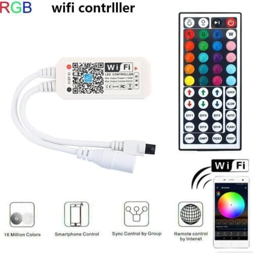 Magic Home 5V~28V RGB Wifi LED Controller With IR Remote Control With Battery For 5050 2835 3528 LED Strip Light LED Modules