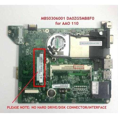 MBS0306001 for Acer Aspire ONE A110 LAPTOP, Intel N270 Motherboard DA0ZG5MB8E0 A