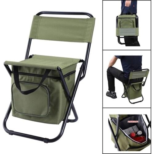 Multifunctional Folding Chair Outdoor Camping Portable Backrest Ice Pack Chair Barbecue Heat Preservation Bag Fishing Stools