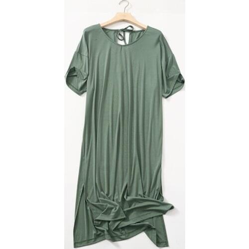Night Dress Women New Modal Soft Sleepwear Short Sleeve Sexy Backless Nightgowns Summer Nightdress Loose Female Nightshirt