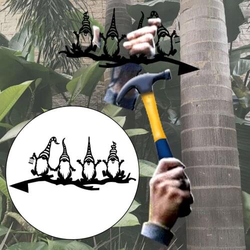 Naughty Lively Cute Iron Branch Gnomes Decoration Hollow Standing Silhouette Wall Fence Decor for Home Garden Yard Patio Outdoor