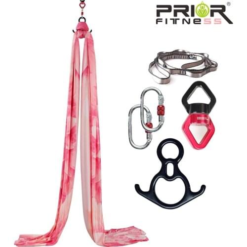 PRIOR FITNESS 8.2M/ 9 Yards colorful Flying ombre aerial silk set Trapeze Sling Kit Extension Nylon Yoga Swing